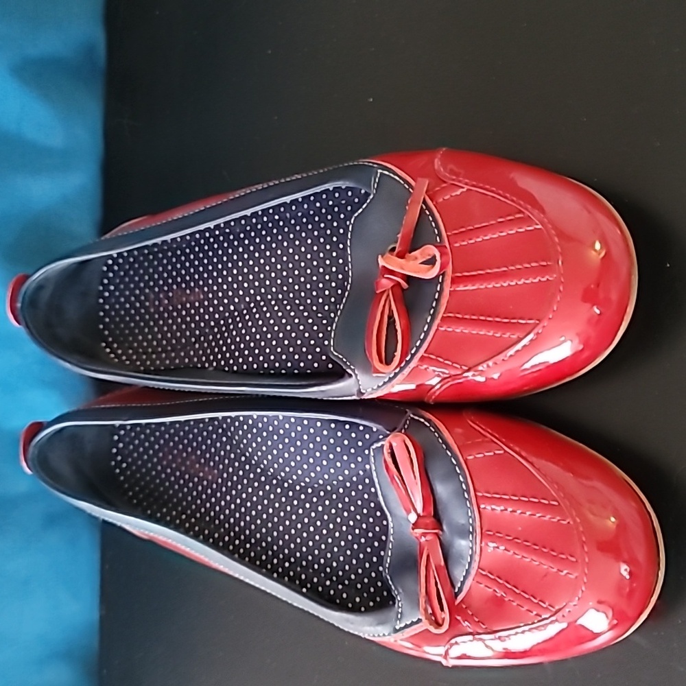 Red and Navy blue L.L bean ballet flats